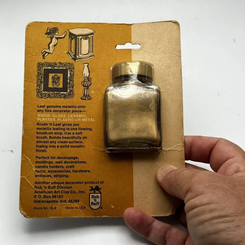 Vintage Brush N Leaf Antique Gold Metallic Paint 1 Oz Made In USA Rub N Buff NOS - Picture 12 of 16
